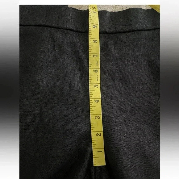 Eileen Fisher Black Linen High Rise Ankle Wide Leg Pants Flat Front Size Medium - Picture 9 of 10